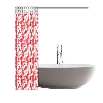 Flower Hawaiian Hibiscus Red Background Print Shower Curtain