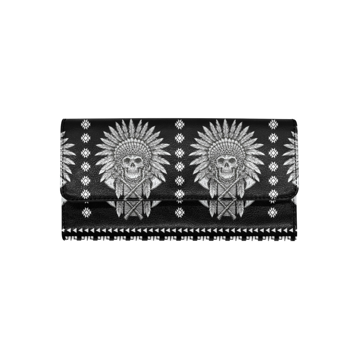 Native American Indian Skull Women's Trifold Wallet