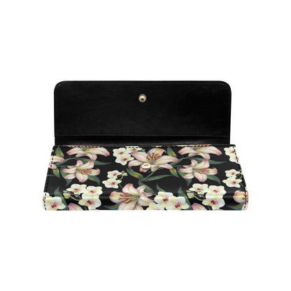 Lily Pattern Print Design LY03 Women's Trifold Wallet
