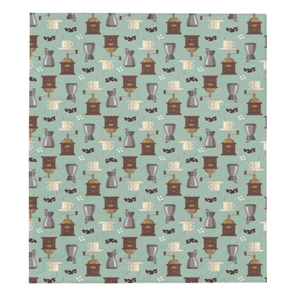 Coffee Pattern Print Design 04 Premium Quilt