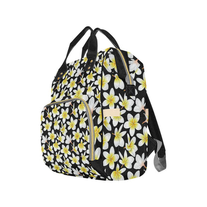 Yellow Plumeria Hawaiian Flowers Diaper Bag Backpack