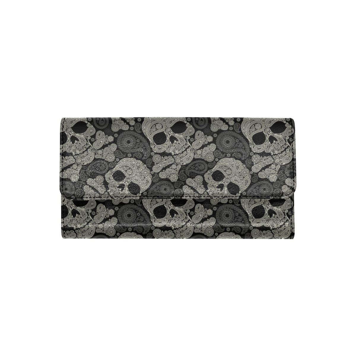 Paisley Skull Pattern Print Design A01 Women's Trifold Wallet