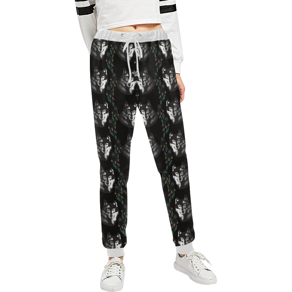 Wolf Black Dream Catcher Design Print Unisex Sweatpants