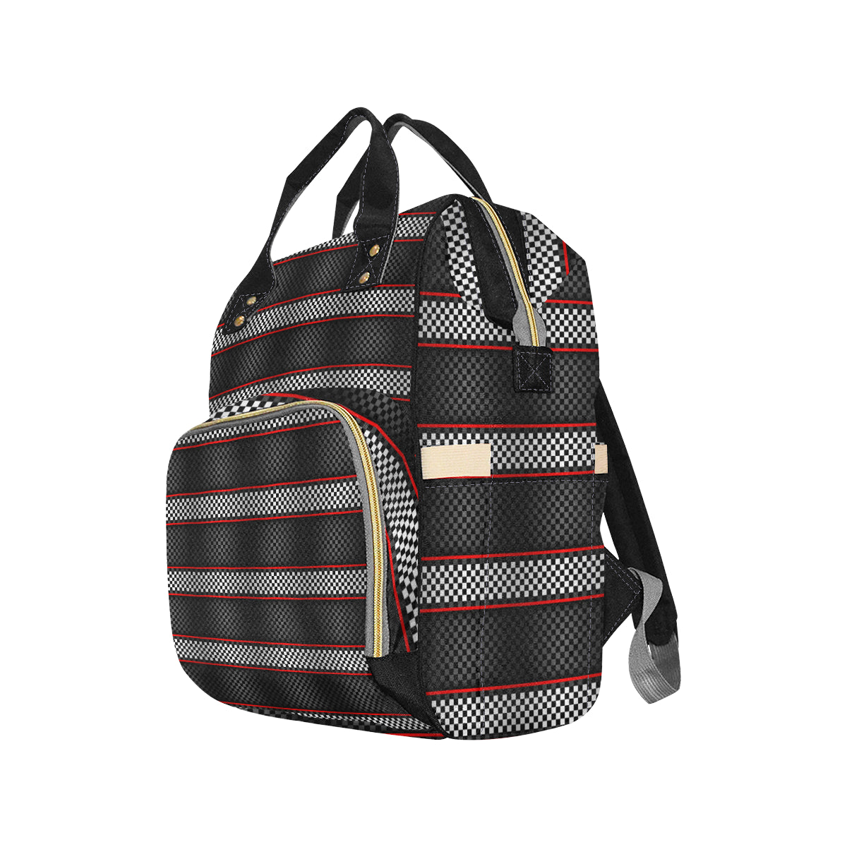Checkered Flag Red Line Style Diaper Bag Backpack