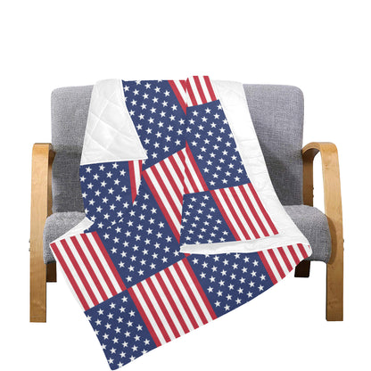 Patriotic US Flag Pattern Print Design A03 Premium Quilt