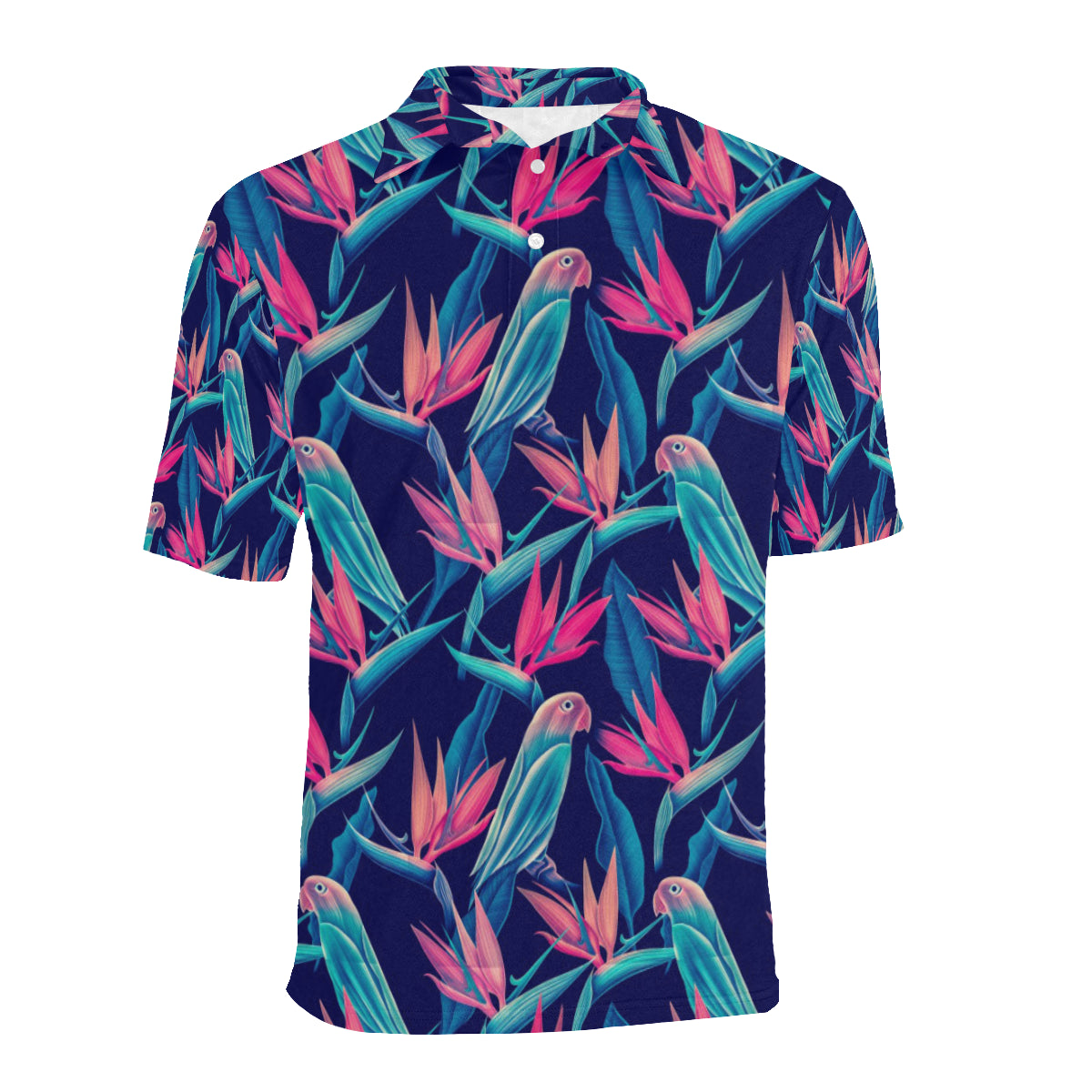 Tropical Flower Pattern Print Design TF024 Men Polo Shirt