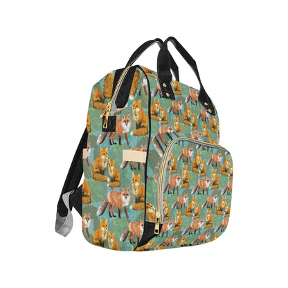 Fox Autumn leaves Themed Diaper Bag Backpack