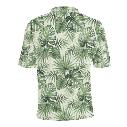 Palm Leaf Pattern Print Design A02 Men Polo Shirt