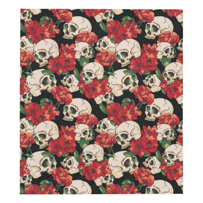 Skull Red Rose Premium Quilt