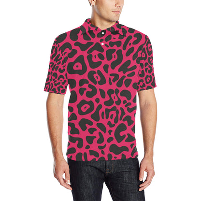 Cheetah Pink Print Pattern Men Polo Shirt