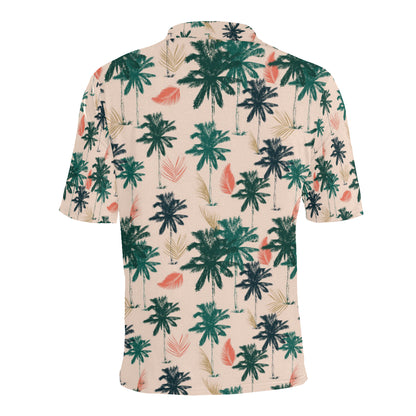Palm Tree Pattern Print Design PT014 Men Polo Shirt