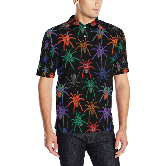 Tarantula Neon Color Pattern Print Design 03 Men Polo Shirt