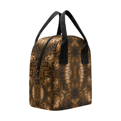 Snake Skin Brown Print Insulated Lunch Bag