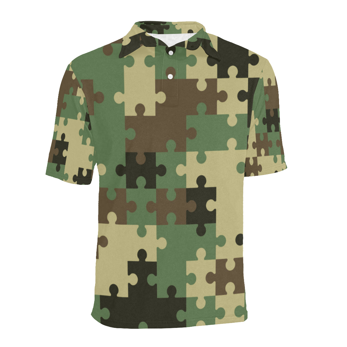 Puzzle Camo Pattern Print Design A03 Men Polo Shirt