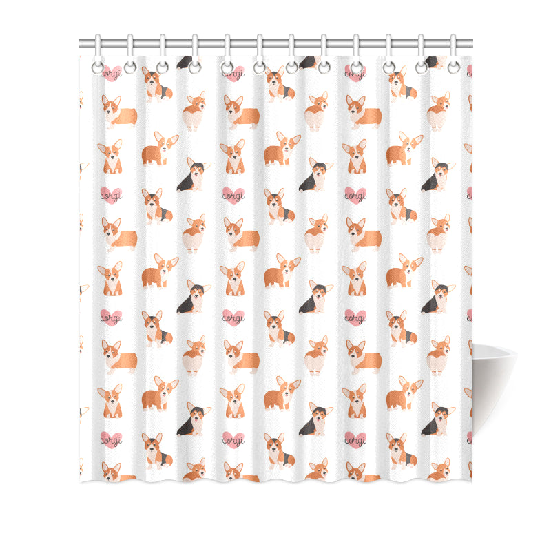 Cardigan Welsh Corgis Pattern Print Design 02 Shower Curtain