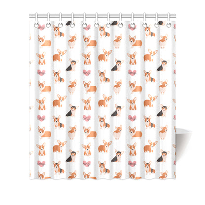 Cardigan Welsh Corgis Pattern Print Design 02 Shower Curtain