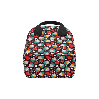 Cupcakes Heart Print Pattern Insulated Lunch Bag