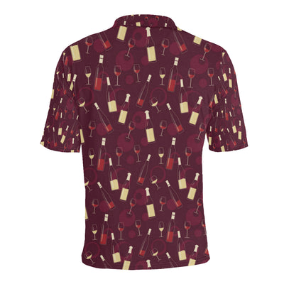Wine Themed Pattern Print Men Polo Shirt