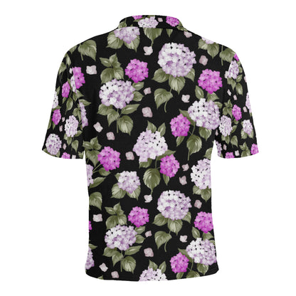 Hydrangea Pattern Print Design HD011 Men Polo Shirt