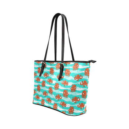 Octopus Cute Design Print Themed Leather Tote Bag