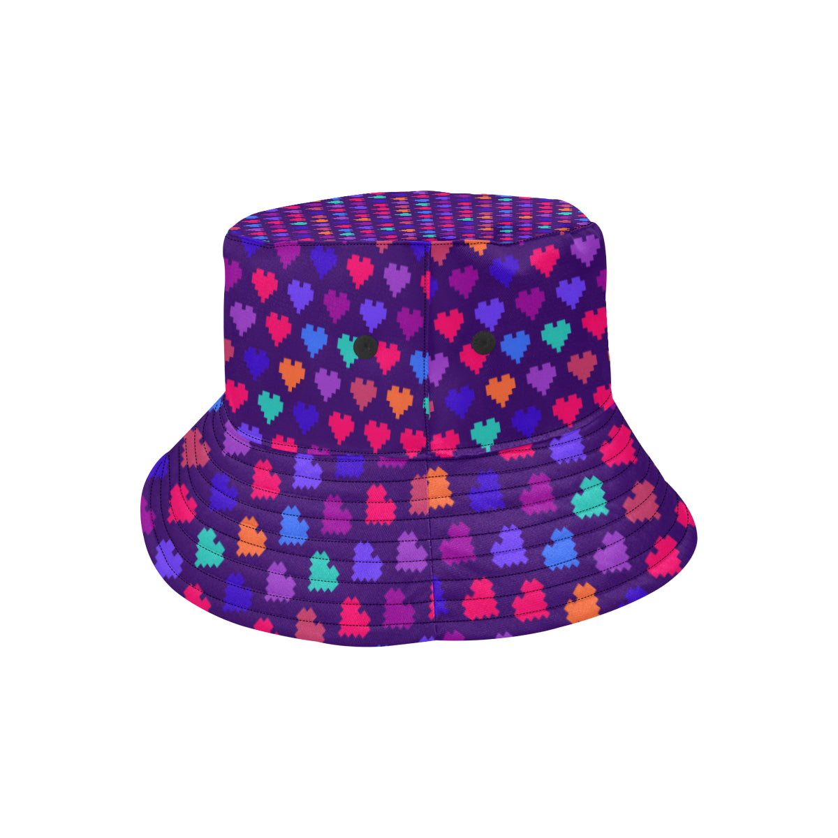 Heart Pixel Pattern Print Design HE03 Unisex Bucket Hat