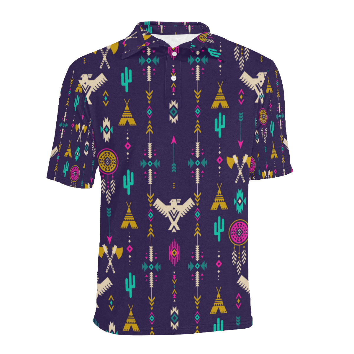 Native American Eagle Indian Pattern Men Polo Shirt