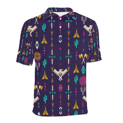 Native American Eagle Indian Pattern Men Polo Shirt