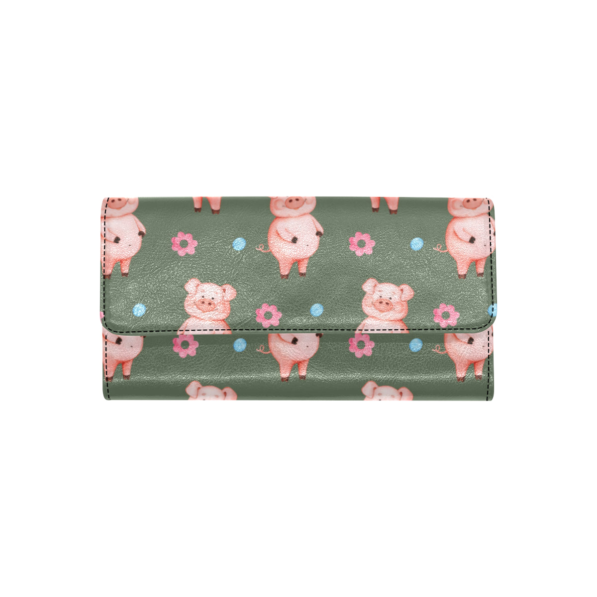 Pig Pattern Print Design 03 Women's Trifold Wallet