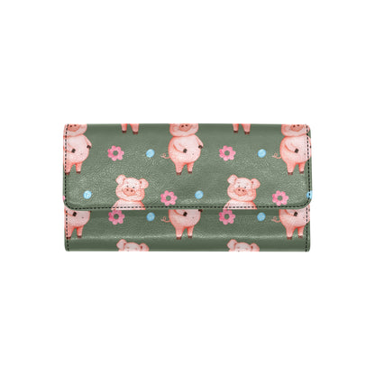 Pig Pattern Print Design 03 Women's Trifold Wallet