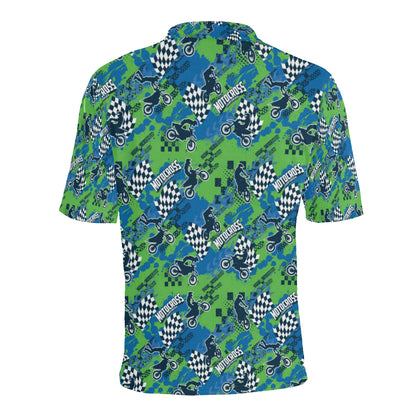 Motocross Pattern Print Design 04 Men Polo Shirt