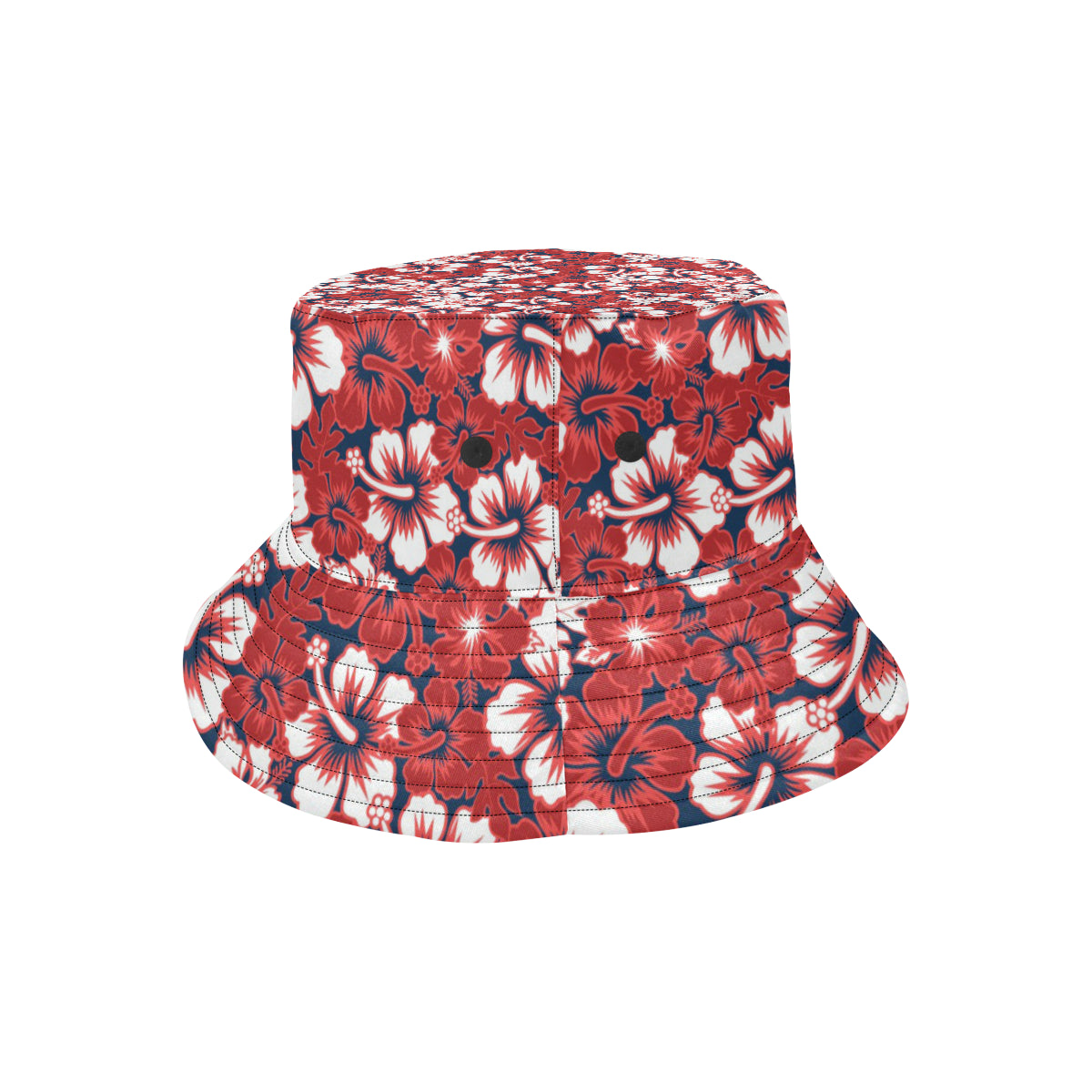 Red Hibiscus Pattern Print Design HB01 Unisex Bucket Hat