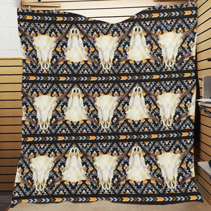 Buffalo Head Pattern Print Design 03 Premium Quilt