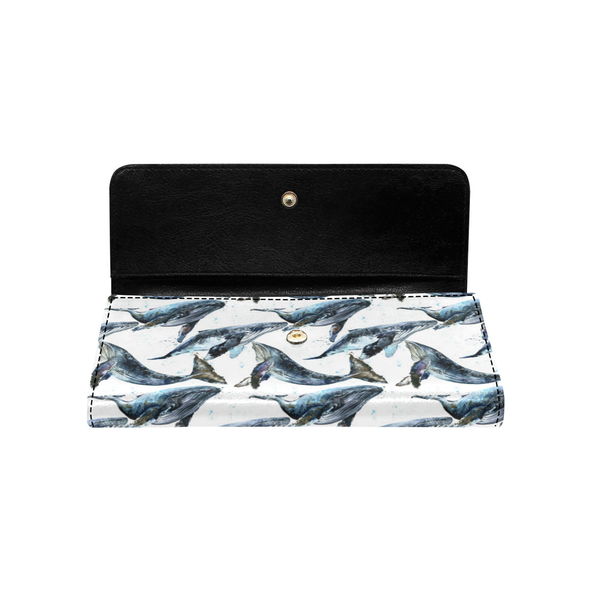 Blue Whale Pattern Print Design 03 Women's Trifold Wallet
