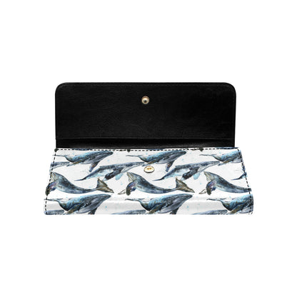 Blue Whale Pattern Print Design 03 Women's Trifold Wallet