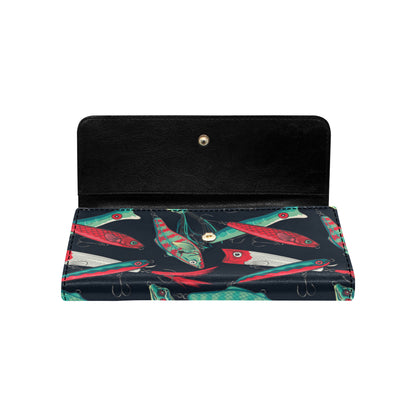 Fishing Bait Pattern Women's Trifold Wallet