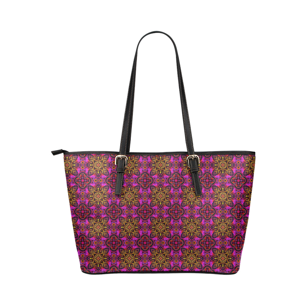 kaleidoscope Abstract Print Design Leather Tote Bag