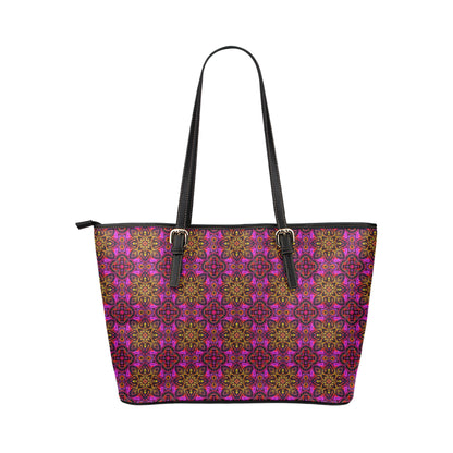 kaleidoscope Abstract Print Design Leather Tote Bag
