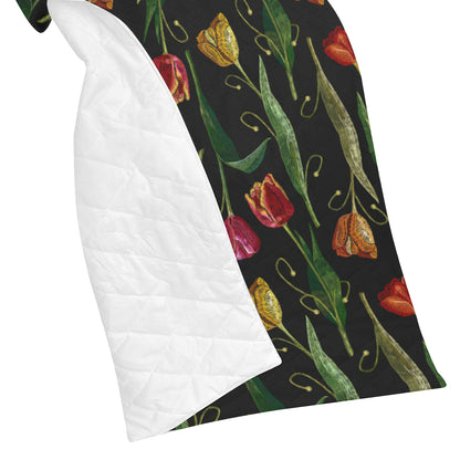 Tulip Embroidered Pattern Print Design TP01 Premium Quilt