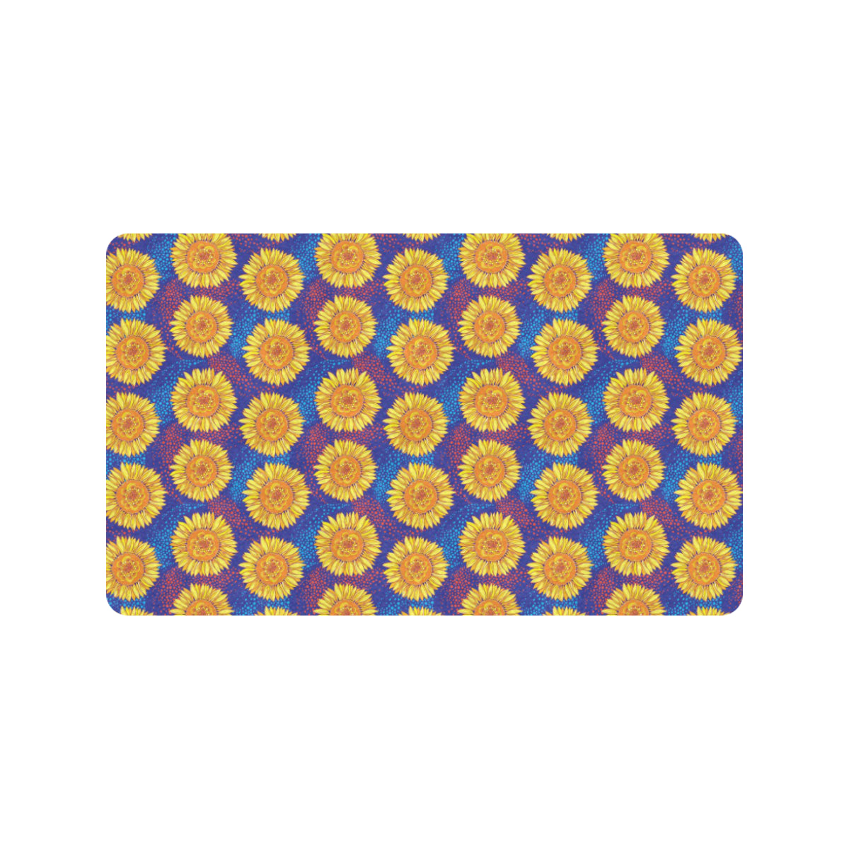 Sunflower Hand Drawn Style Print Rubber Doormat