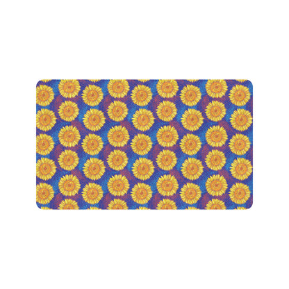 Sunflower Hand Drawn Style Print Rubber Doormat
