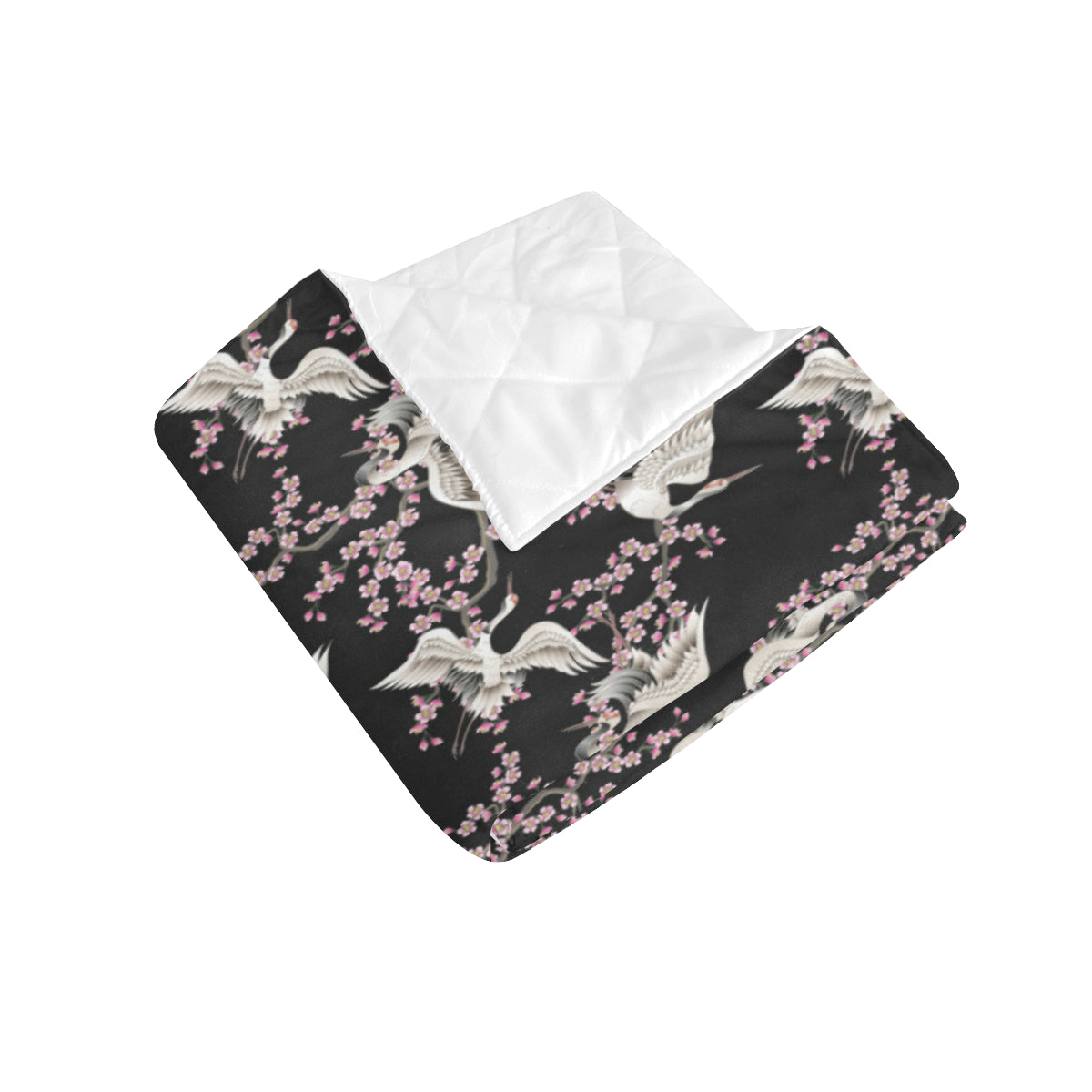 Crane Pattern Print Design 01 Premium Quilt