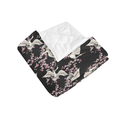 Crane Pattern Print Design 01 Premium Quilt