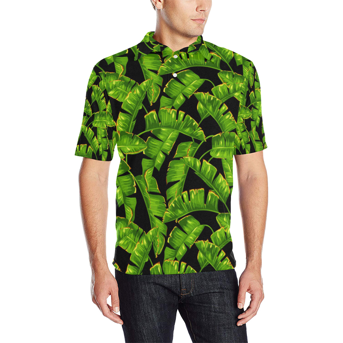 Banana Leaf Pattern Print Design BL06 Men Polo Shirt