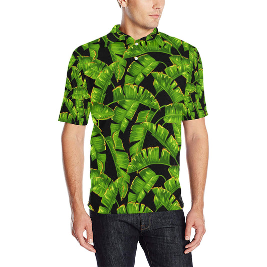 Banana Leaf Pattern Print Design BL06 Men Polo Shirt