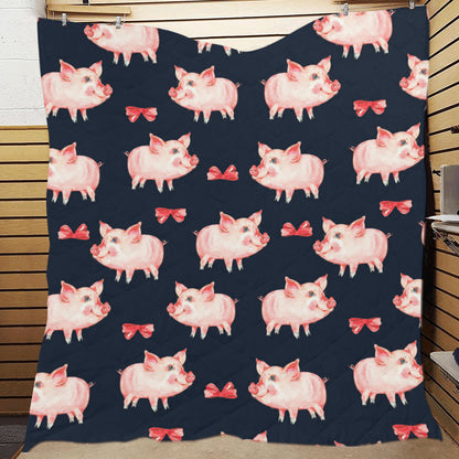 Pig Cute Pattern Print Design 02 Premium Quilt