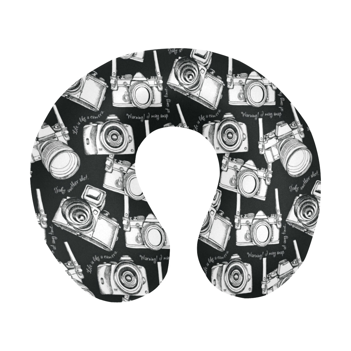 Camera Pattern Print Design 01 U-Shaped Travel Neck Pillow