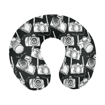 Camera Pattern Print Design 01 U-Shaped Travel Neck Pillow
