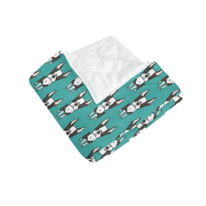 Boston Terrier Pattern Print Design 04 Premium Quilt