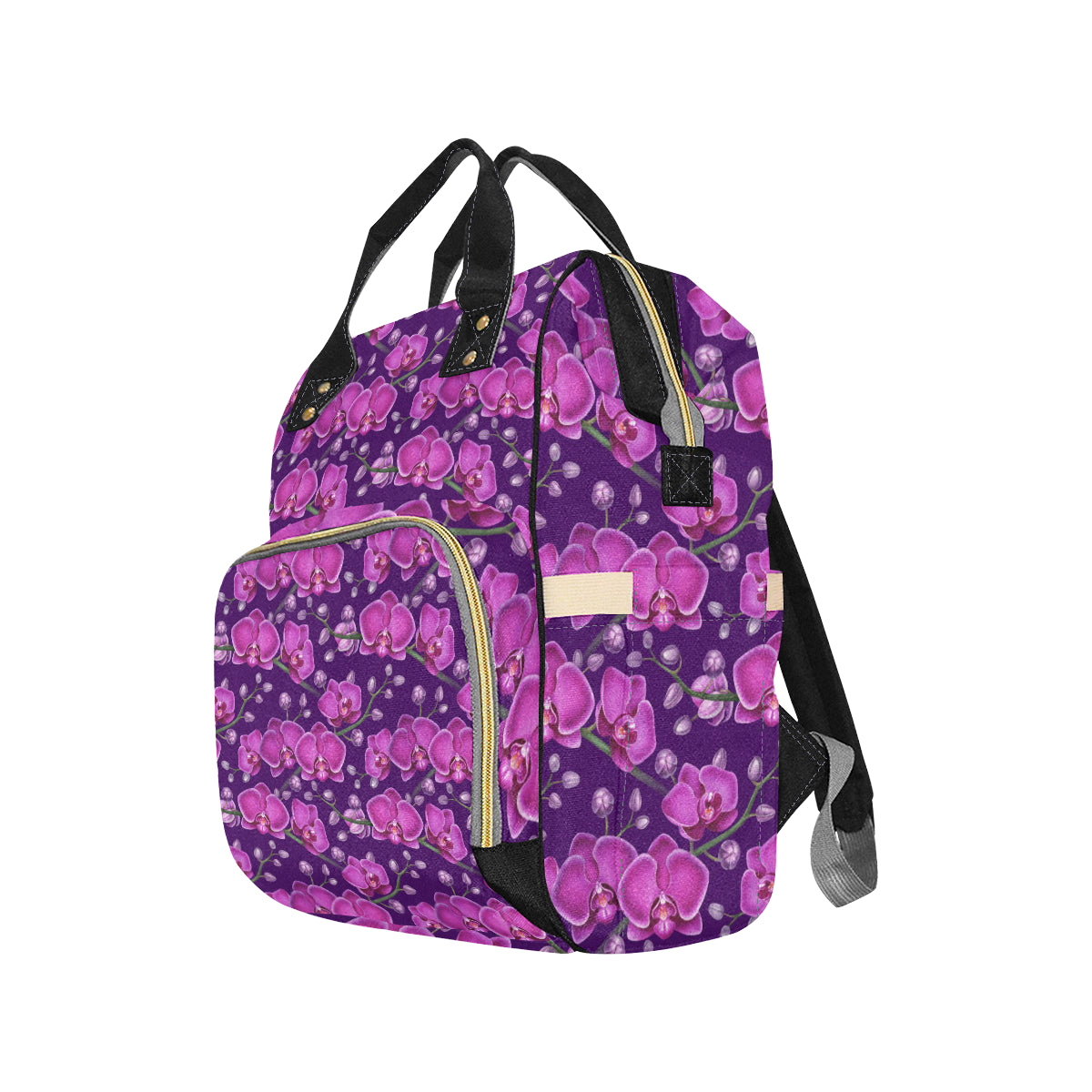 Orchid Pattern Print Design A03 Diaper Bag Backpack