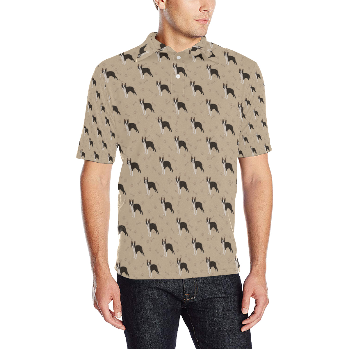 Boston Terrier Pattern Print Design 02 Men Polo Shirt